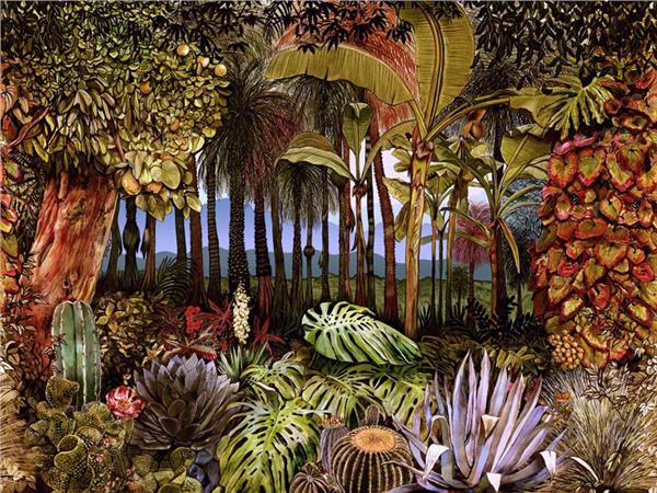 Tropikal Orman Palmiye Yapraklı Duvar Kağıdı