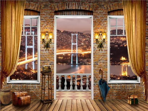 3D Pencereden İstanbul Manzara Duvar Kağıdı