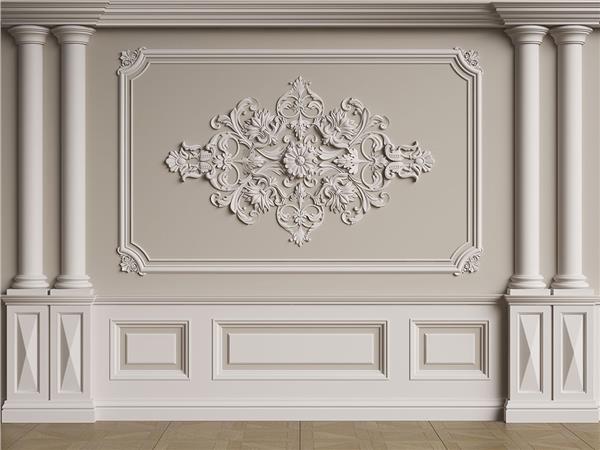 Klasik Sütun ve Dekoratif Çıta Motif Desenli Duvar Kağıdı