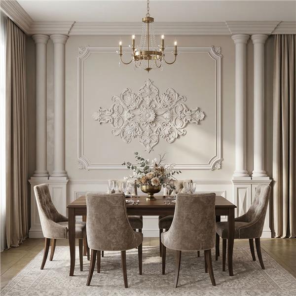 Klasik Sütun ve Dekoratif Çıta Motif Desenli Duvar Kağıdı