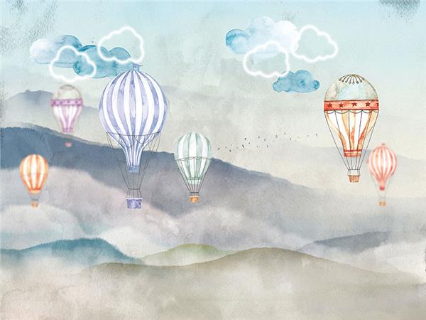 Gökyüzü ve Balonlar Çocuk Odası Duvar Kağıdı