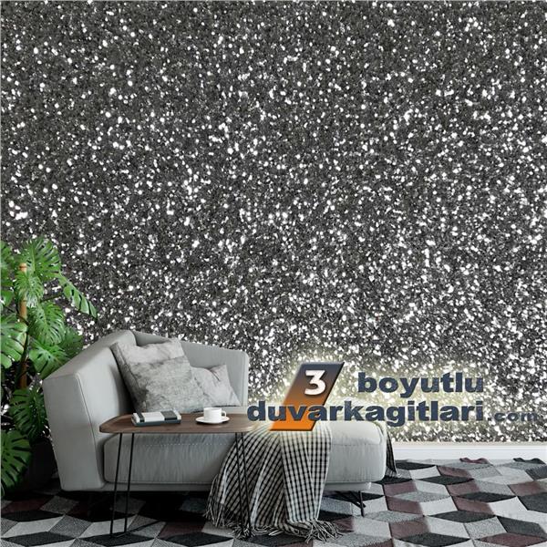 Gümüş Gri Parlak Simli Duvar Kağıdı Reflection RF_G322
