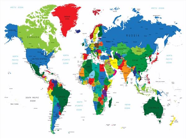 Renkli Dünya Siyasi Haritası Duvar Kağıdı 