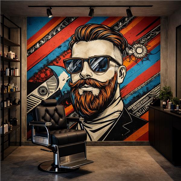 Pop Art Stil Erkek Kuaförü Duvar Kağıdı