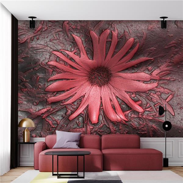 Kırmızı Çiçek 3D Duvar Kağıdı