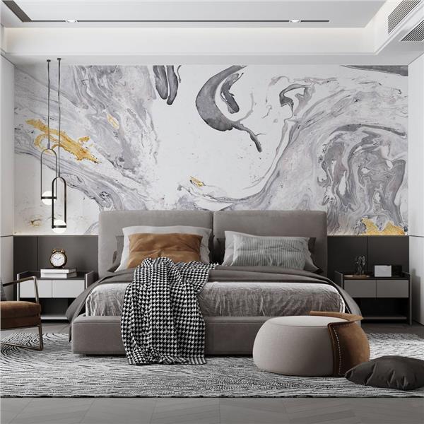 Gri Mermer Desen 3D Duvar Kağıdı