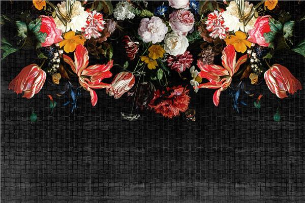 Yukarıdan Sarkan Büyük Çiçek Desen Duvar Kağıdı