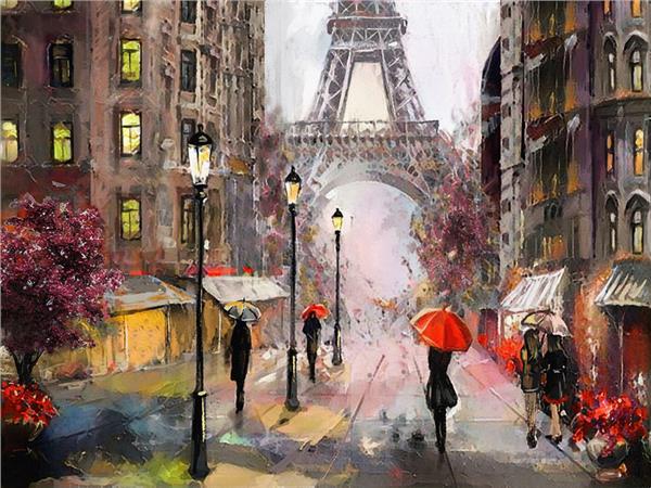 Paris Sulu Boya Tasarım Duvar Kağıdı