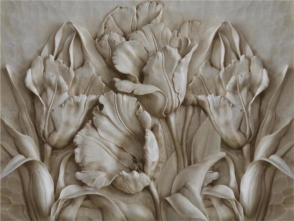 Relief Floral Özel Tasarım Duvar Kağıdı