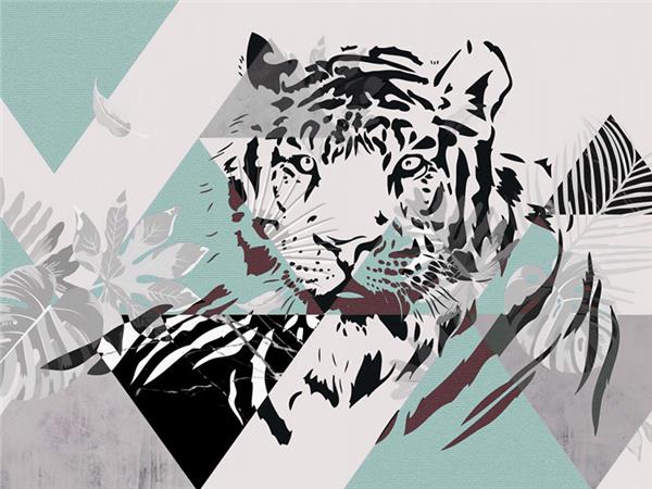 Retro Tiger Özel Tasarım Duvar Kağıdı