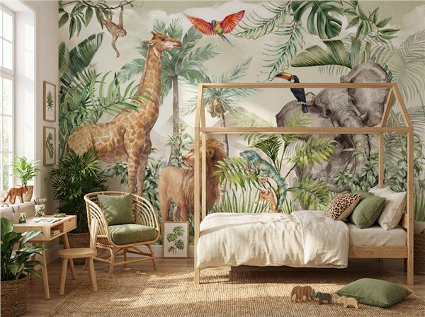 Safari Hayvanlar Çocuk Odası Duvar Kağıdı