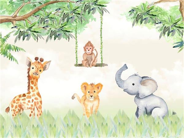 Safari Minik Dostlar Çocuk Odası Duvar Kağıdı
