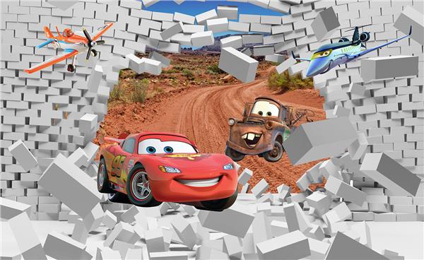 Şimşek Mcqueen 3D Çocuk Odası Duvar Kağıdı