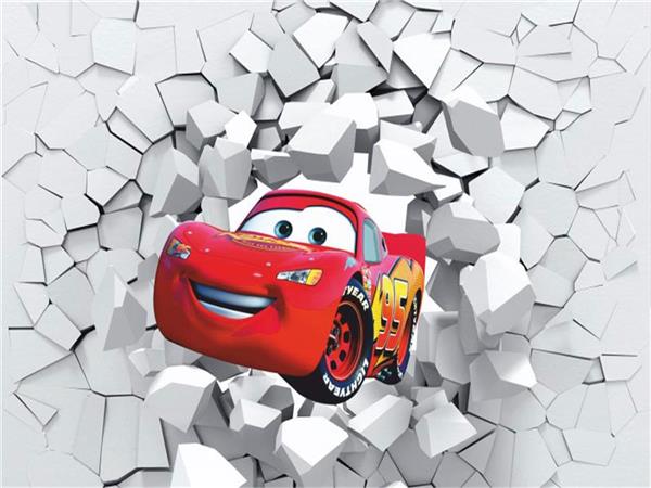 Şimşek McQueen Çocuk Odası 3D Duvar Kağıdı