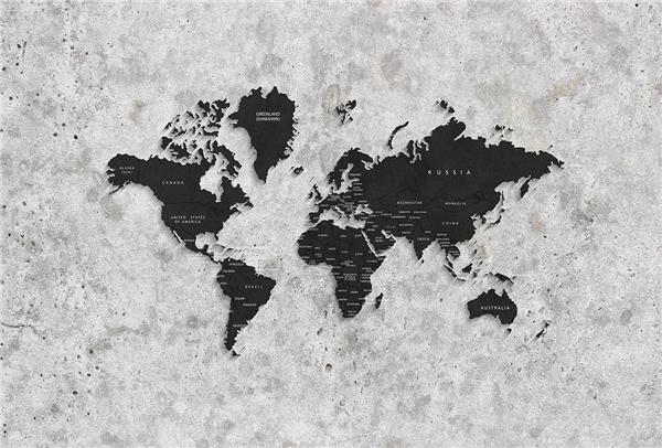 Siyah Beyaz Dünya Haritası Duvar Kağıdı