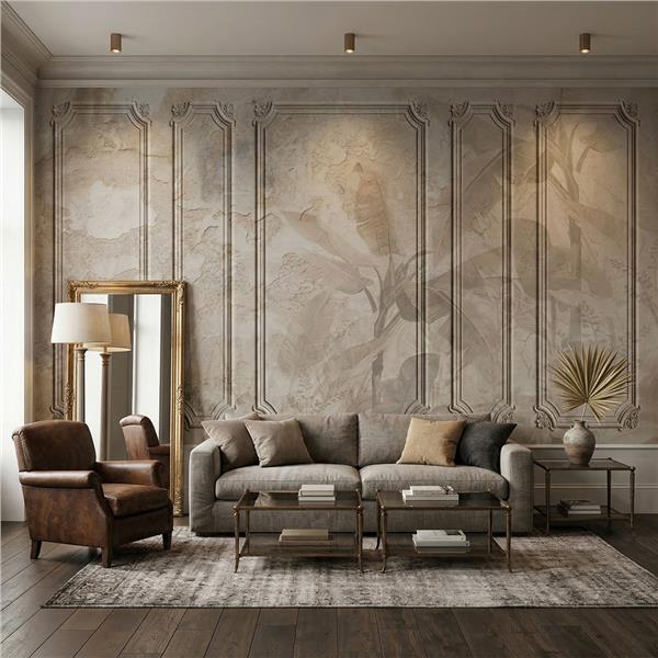 Soft Botanik Desen Ahşap Dekoratif Çıta Duvar Kağıdı