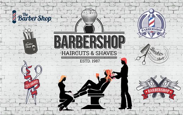 Vintage Taş Desen Erkek Kuaförü Duvar Kağıdı