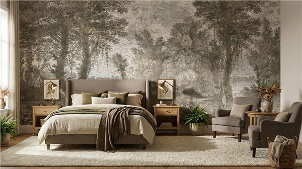 Vintage Ağaç Doğa Manzara Duvar Kağıdı