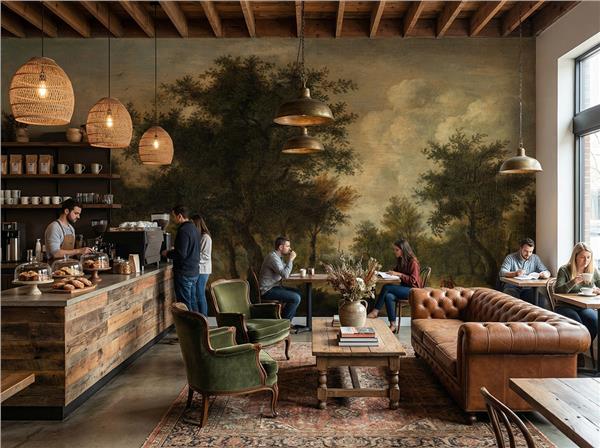 Vintage Ağaç Doğa Manzara Duvar Kağıdı