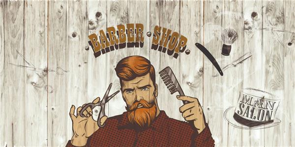 Ahşap Dokulu Vintage Barber Kuaför Duvar Kağıdı