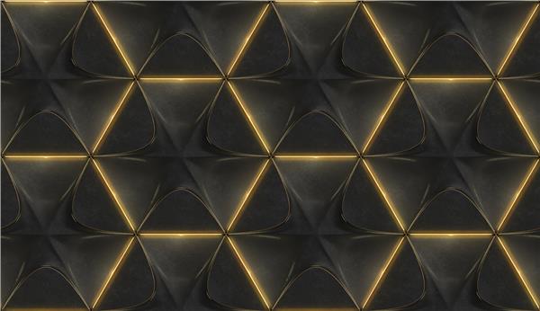 Geometrik Desenli Duvar Kağıdı | Gold Detaylı Modern Geometrik Duvar Kağıdı | Derinlik Etkili Duvar Kağıdı