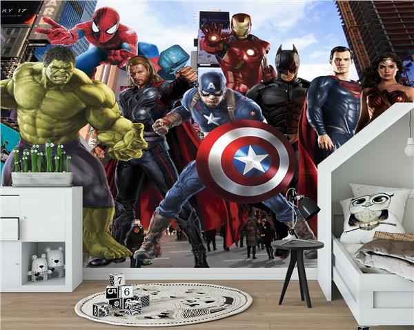 Süper Kahraman Temalı Çocuk Odası Duvar Kağıdı