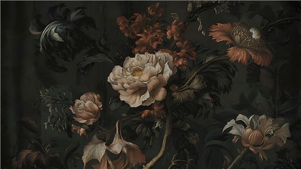 Vintage Büyük Çiçek Desen Duvar Kağıdı