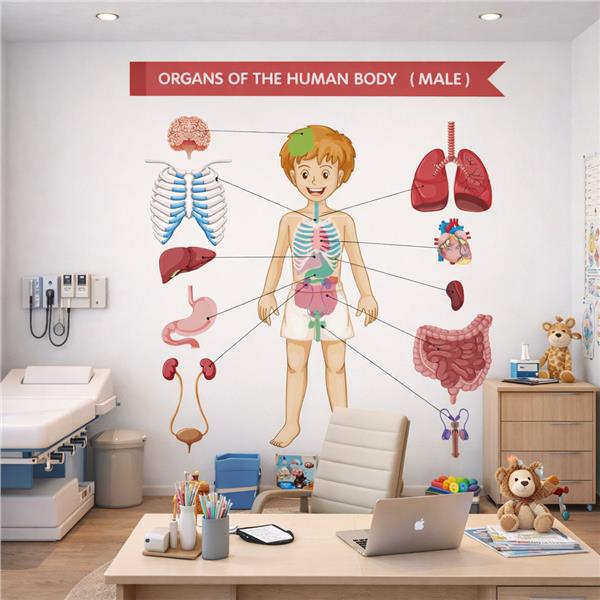 Çocuk Muayene Odası Eğitici İnsan Vücudu Organları Duvar Kağıdı