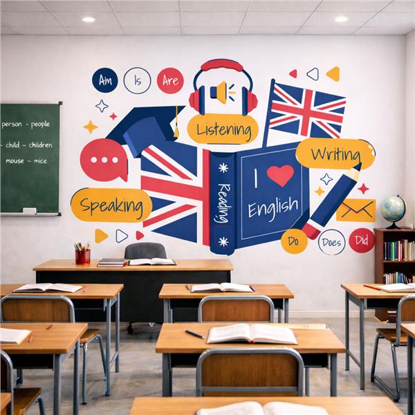 İngilizce Sınıfı Eğitim Temalı Okul Duvar Kağıdı