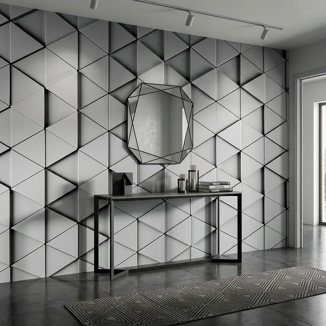 Modern Geometrik Derinlik Desenli 3D Duvar Kağıdı