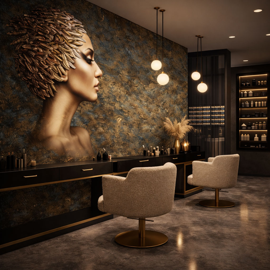 Sanatsal Kadın Portre Güzellik Salonu ve Kadın Kuaförü Duvar Kağıdı