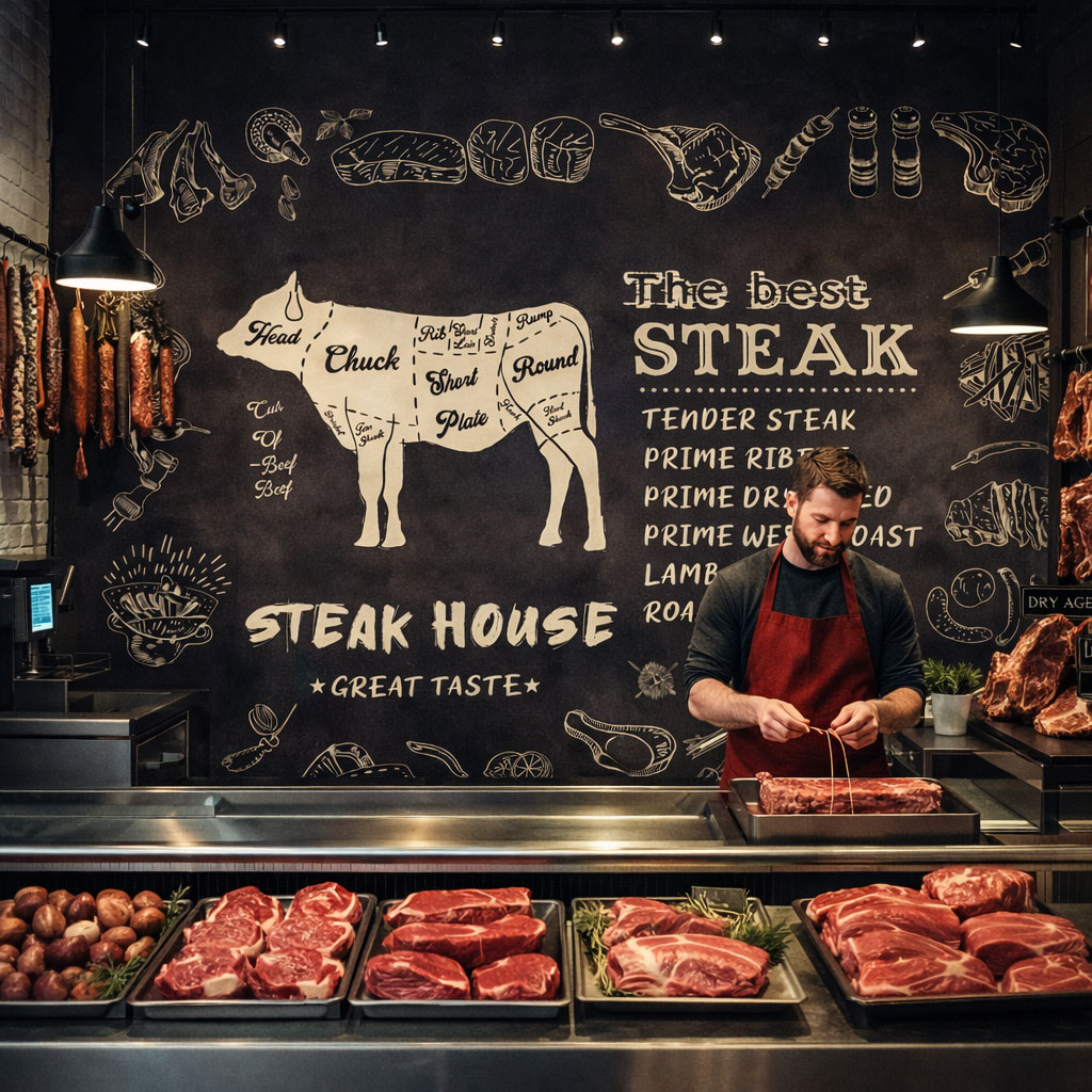 Steak House ve Kasap Konsept Duvar Kağıdı