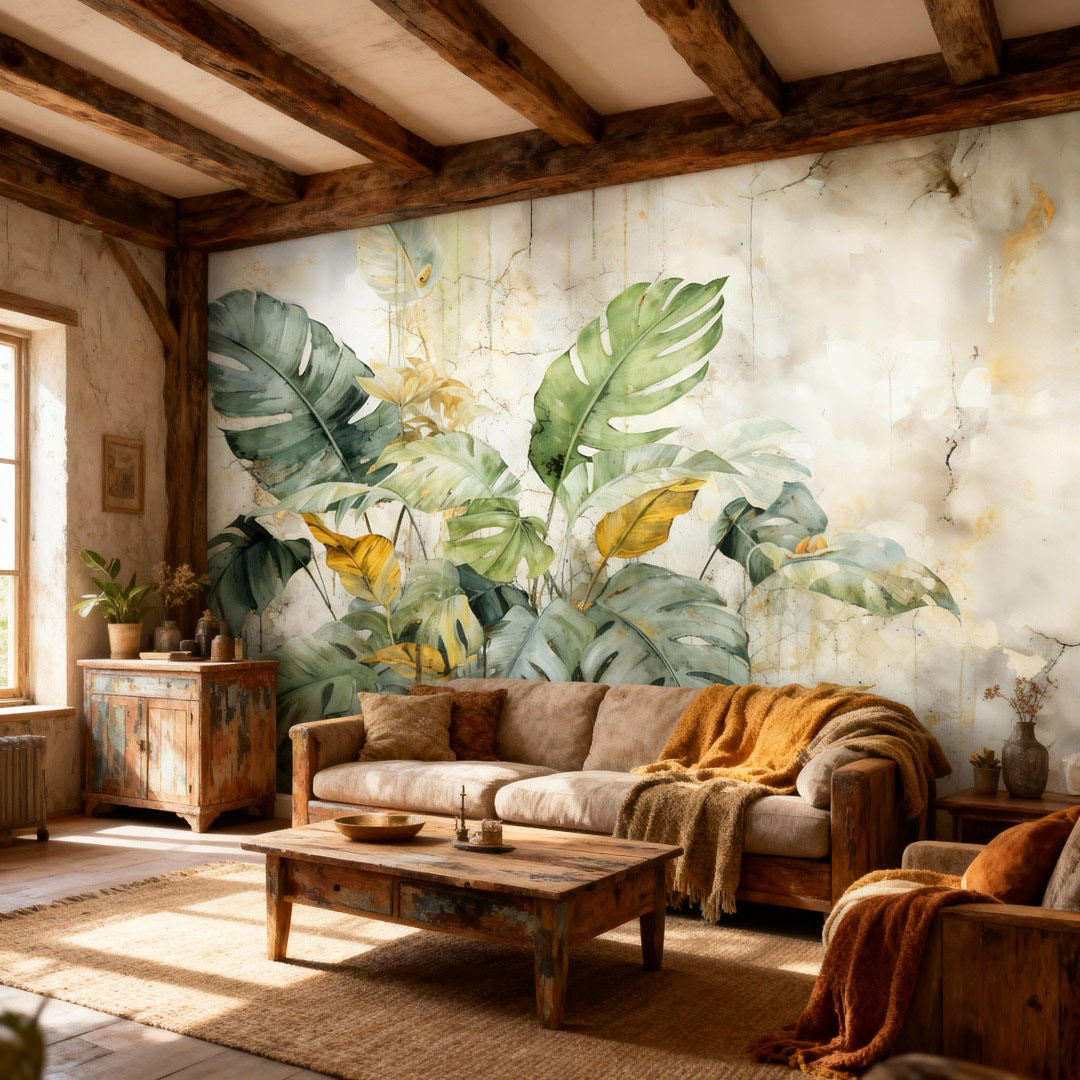 Vintage Yapraklar Duvar Kağıdı