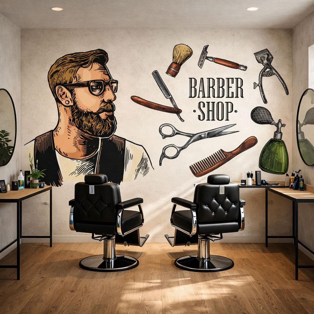 Modern vintage barber erkek kuaförü duvar kağıdı