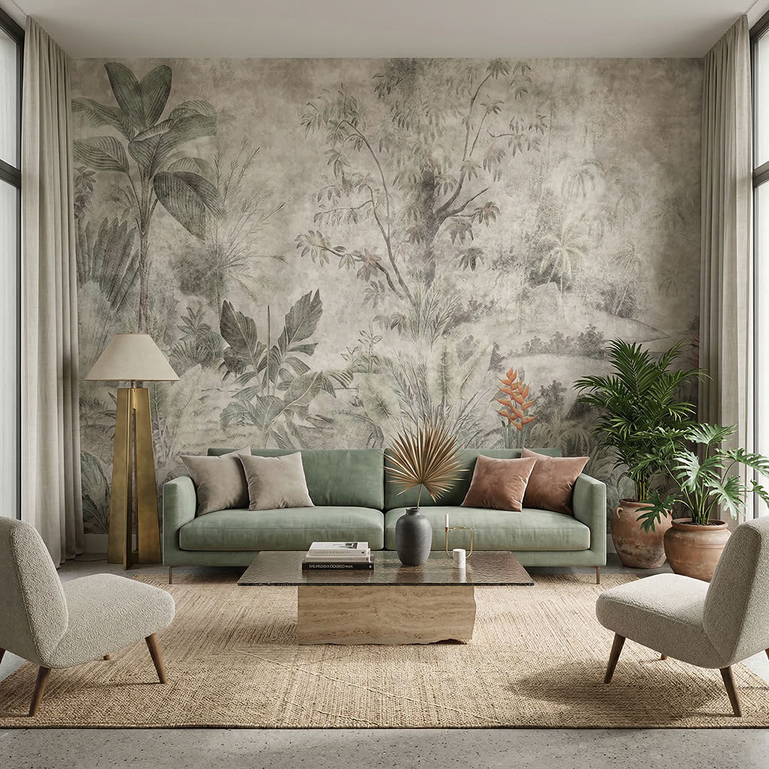 Botanik Duvar Kağıdı | Yaprak Desenli Duvar Kağıdı | Doğal Görünümlü Duvar Kağıdı