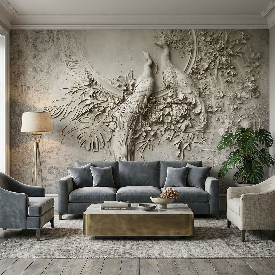 Tavus Kuşu Figürlü Duvar Kağıdı |